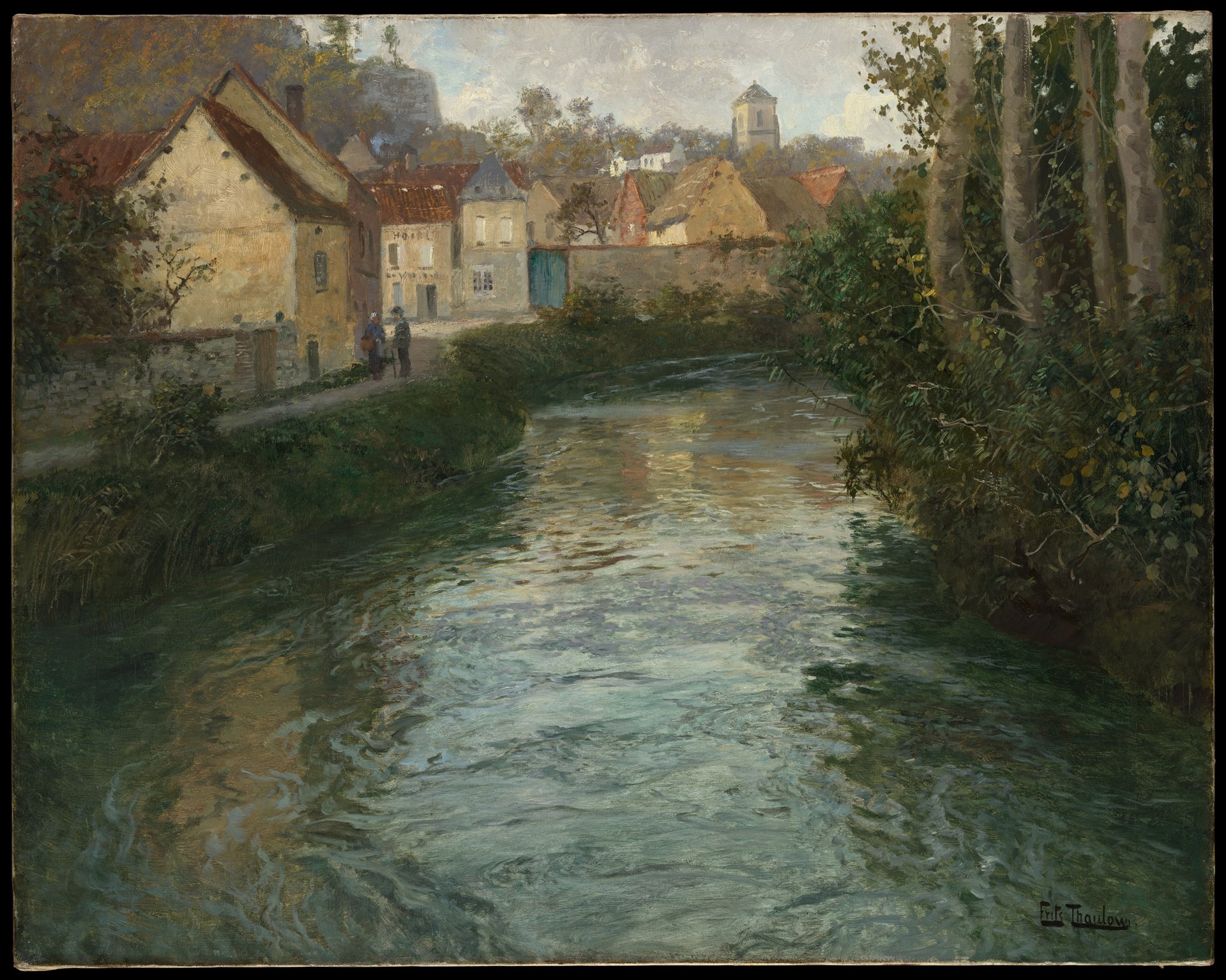Frits Thaulow’un Somme kıyısındaki Picquigny köyünü gösteren tablosu.